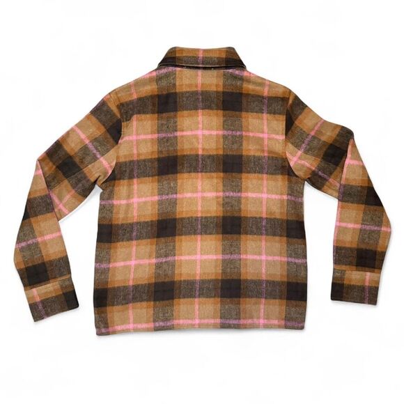 NWT BB Dakota Steve Madden Women’s Plaid Fleece Shacket Jacket Small Brown Pink - Picture 2 of 4
